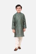 Lilpicks Green Jacquard Kurta Pajama Set