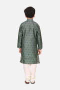 Lilpicks Green Jacquard Kurta Pajama Set