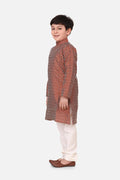 Lilpicks Rust Jacquard Kurta Pajama Set