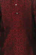 Lilpicks Maroon Jacquard Kurta Pajama Set