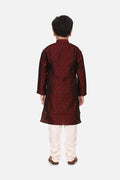 Lilpicks Maroon Jacquard Kurta Pajama Set