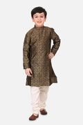 Lilpicks Golden Jacquard Kurta Pajama Set