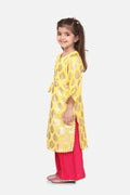 Lilpicks bright yellow kurta with dark pink palazzo Set