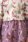 Lilpicks Floral Top with Wine Organza Skrit Set