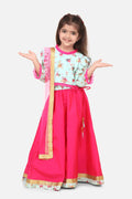 Lilpicks Floral Sea Green Choli with Hot Pink lehenga with Dupatta Set