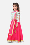 Lilpicks Floral Sea Green Choli with Hot Pink lehenga with Dupatta Set