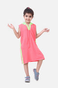 Neon Pink Hoody T-Shirt Dress