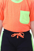 Neon Orange Tshirt with Short Lounge Set