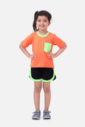 Neon Orange Tshirt with Short Lounge Set