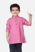 Pink Textured Short Kurta