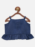 Denim Strappy Top with Low-High Skirt Set