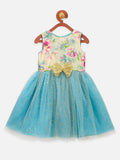 Frozen Blue Digital Print Shimmer Partywear Dress