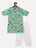 Lilpicks Green colour flora print kurta salwar