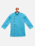 Lilpicks Angrakha Style Blue Full sleeve kurta pajama set