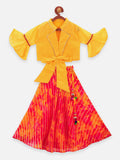 Lilpicks Designer Bell Sleeves yellow Choli with lehenga Skrit Set