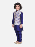 Blue Kurta Churidar with Quirky Digital Print Nehru Jacket