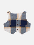 Lilpicks Dark Blue Check Waistcoat with Pant Set