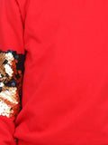Red French Terry Full Sleeve Sequin SweatShirt
