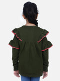 Olive Green French Terry Full Sleeve Funky SweatShirt