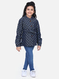 Denim Heart Print Belted Coat