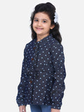 Denim Heart Print Belted Coat