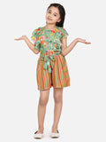 lilpicks Green Rust Fashionable Shorts Set
