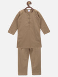 BeigeCotton Kurta Pajama Set