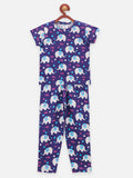 Lilpicks Navy Elephant print Nightsuit