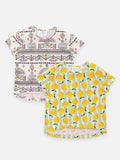 Lemon and Tribal Print Pack of 2 Girls Tops
