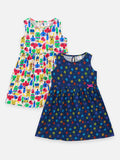 Monster and Muffin Print Pack of 2 Girls Dresses
