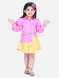 Lilpicks Pink Lilac Colorblock Belt Dress