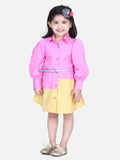 Lilpicks Pink Lilac Colorblock Belt Dress