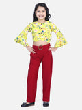 Lilpicks Floral Bell Sleeves Top with Stretchable Pant Set