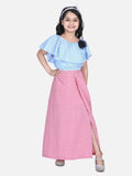 Lilpicks Vintage Blue and Dusky Pink Skirt Set