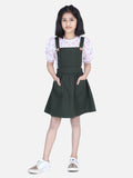 Lilpicks flounce top with olive skirt dungaree set