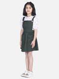 Lilpicks flounce top with olive skirt dungaree set