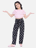 Lilpicks Dusky Pink Polka Top with Pant Set