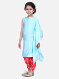 Lilpicks Powder Blue One side Kaftan Dhoti Set