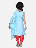 Lilpicks Powder Blue One side Kaftan Dhoti Set