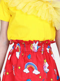 Lilpicks Yellow Frilly Crop Top with Flared skirt Set