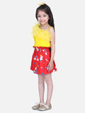 Lilpicks Yellow Frilly Crop Top with Flared skirt Set