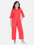 Lilpicks Red Designer Full Jumpsuit