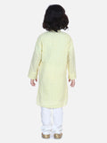 Yellow White Thread Chikankari Kurta Pyjama Set