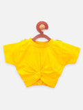 Lilpicks Yellow Crop Knot Top with Dungaree Set