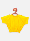 Lilpicks Yellow Crop Knot Top with Dungaree Set