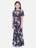 Lilpicks Navy Floral Flared Pant Clothing Set