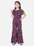 Lilpicks Wine Floral Flared Pant Clothing Set