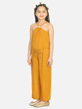 Lilpicks Mustard Ring Design Full Jumpsuit
