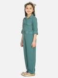 Lilpicks Vintage Green Golden Button Formal Jumpsuit