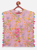 Lilpicks Peach Flower Printed Kaftan Dress